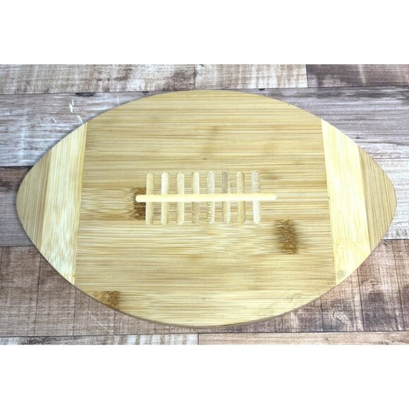 Bamboo Football-Shaped Cutting Board Cheese Serving Tray 9.5" Oval - Picture 1 of 3